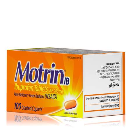 MOTRIN Ibuprofen Caplets, 200mg 100 Count, PK48 048101